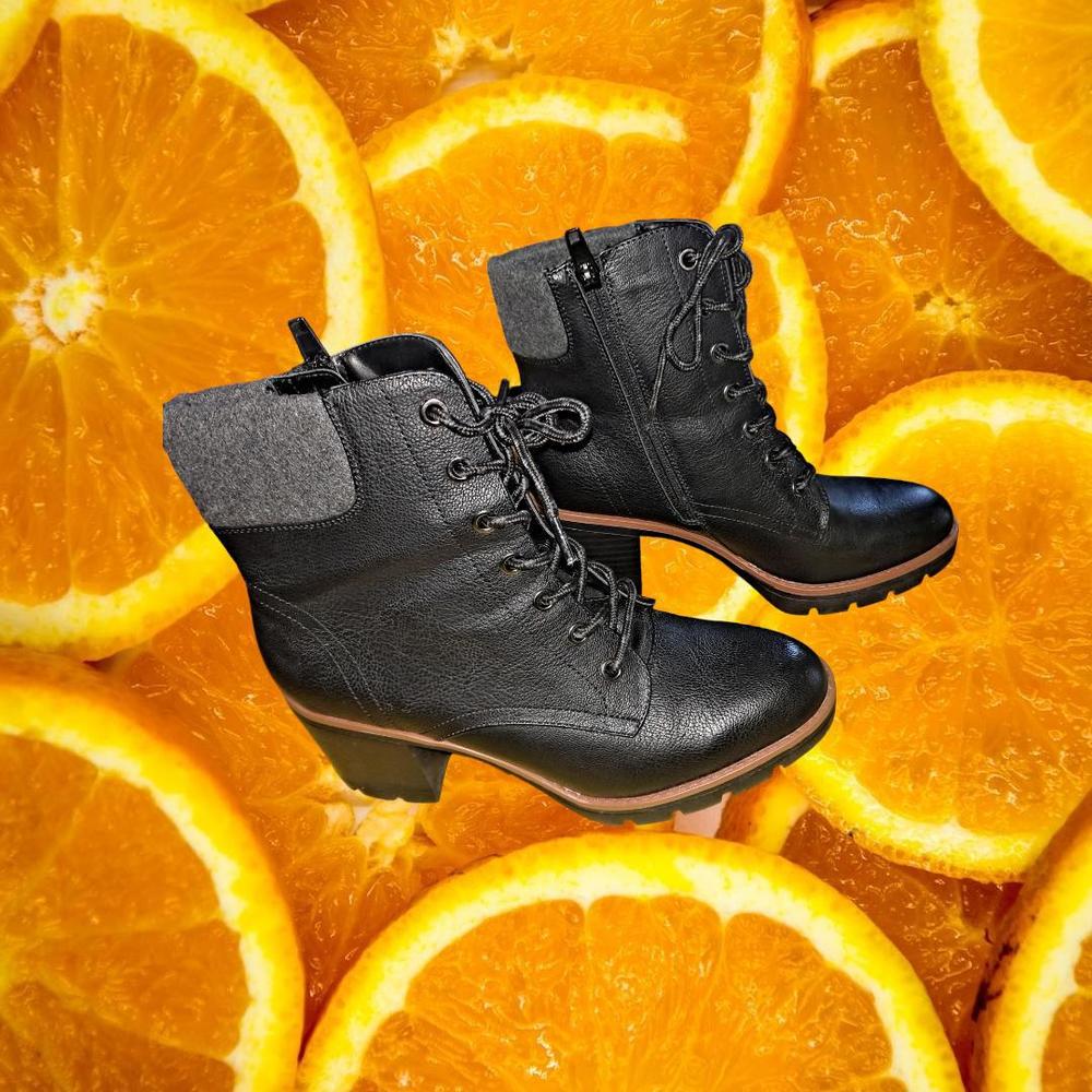 Naturalizer Black 3 Inch High Heeled Boots with Zip and Lace Size 7M